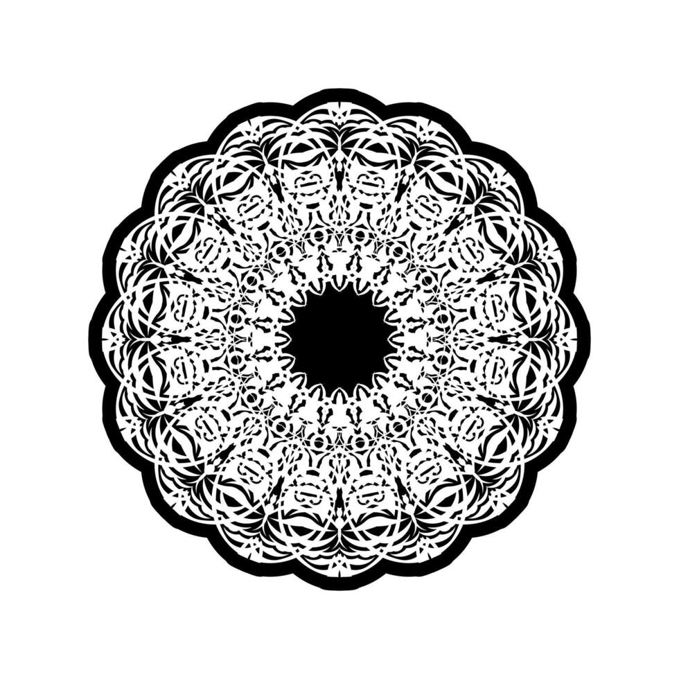 Black and white mandala isolated on white. hand drawn circular decorative element. vector