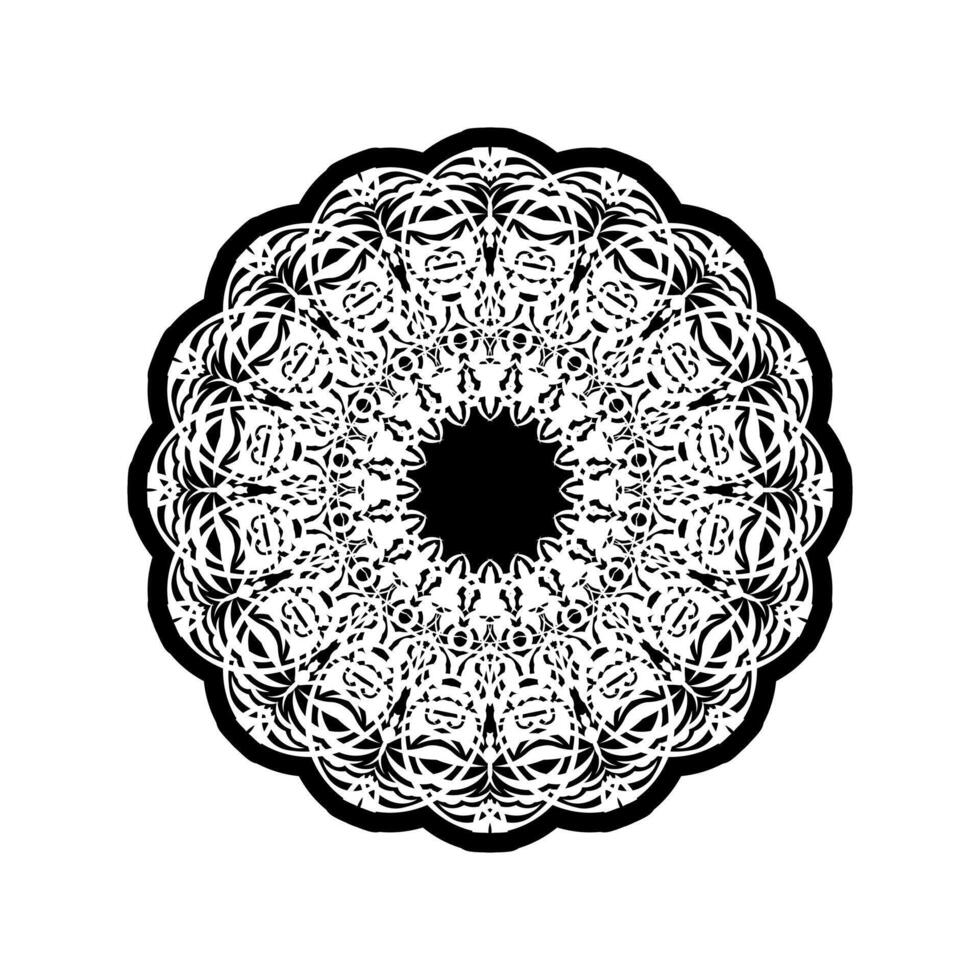 vector mandala blanco y negro aislado en blanco. elemento decorativo circular dibujado a mano vectorial.