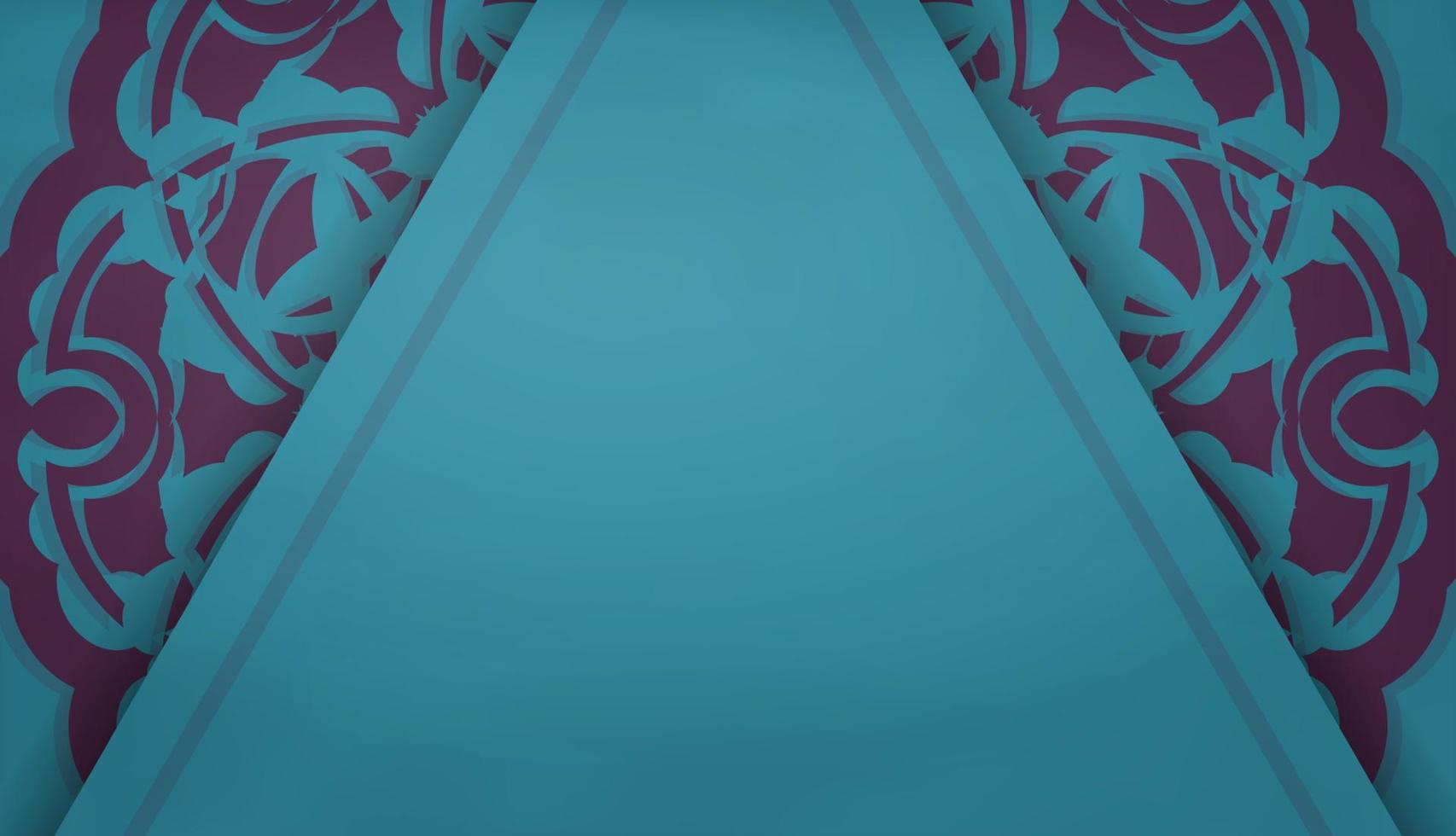 estandarte de color turquesa con patrón de mandala púrpura para el diseño bajo su texto vector