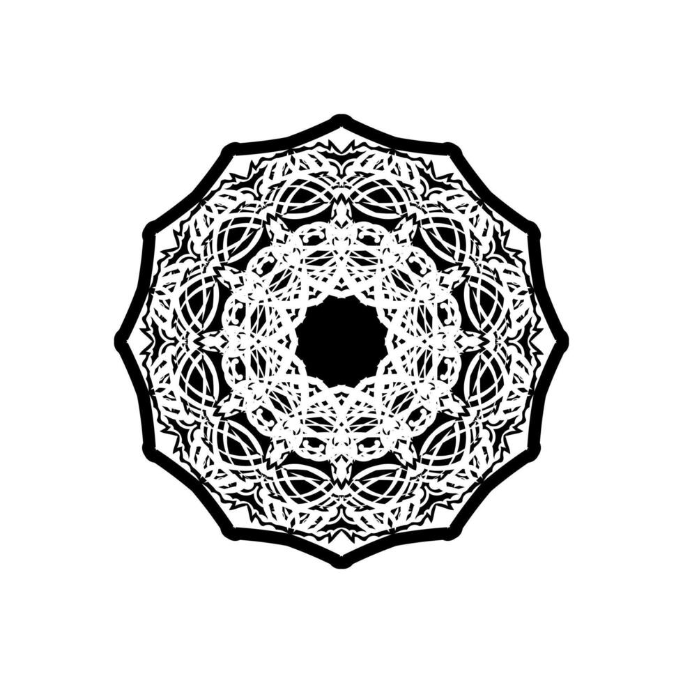 Black and white mandala vector isolated on white. Vector hand drawn circular decorative element.