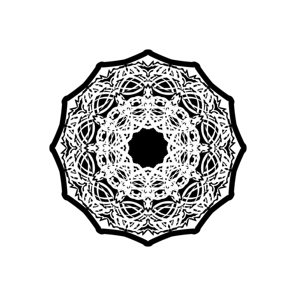 vector mandala blanco y negro aislado en blanco. elemento decorativo circular dibujado a mano vectorial.