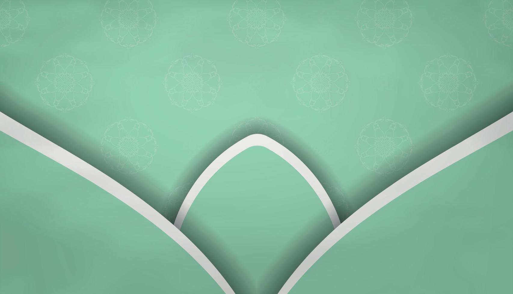 Mint colored banner with Indian white ornaments and text space vector