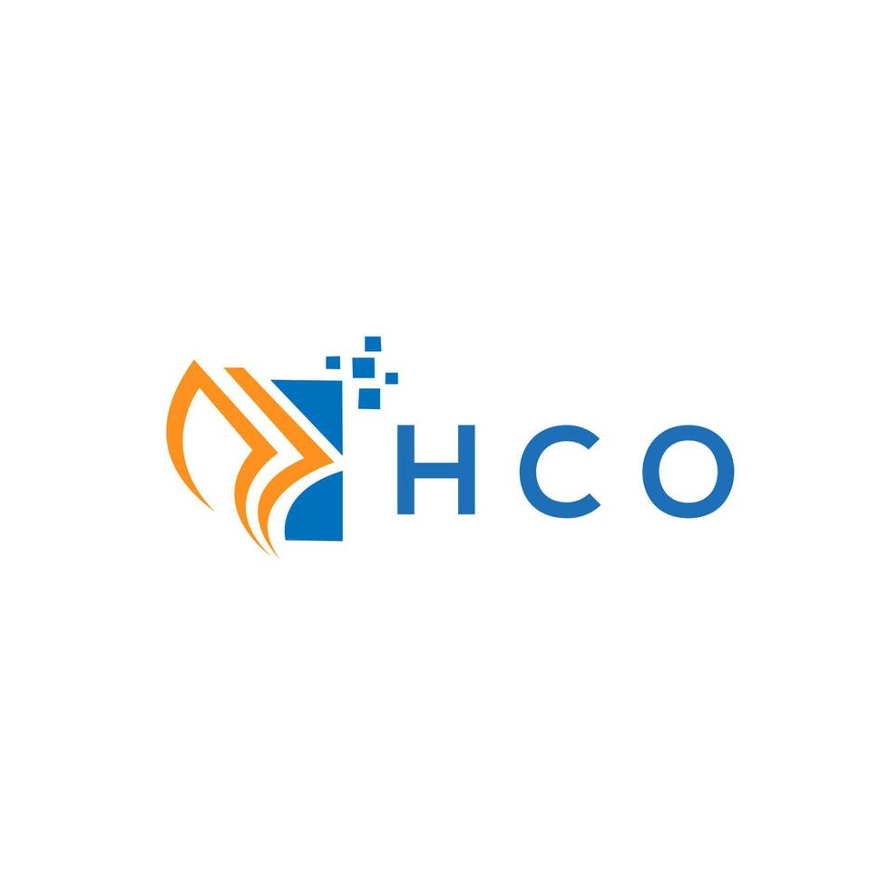diseño de logotipo de contabilidad de reparación de crédito hco sobre fondo blanco. concepto de logotipo de letra de gráfico de crecimiento de iniciales creativas hco. diseño del logotipo de finanzas empresariales de hco. vector