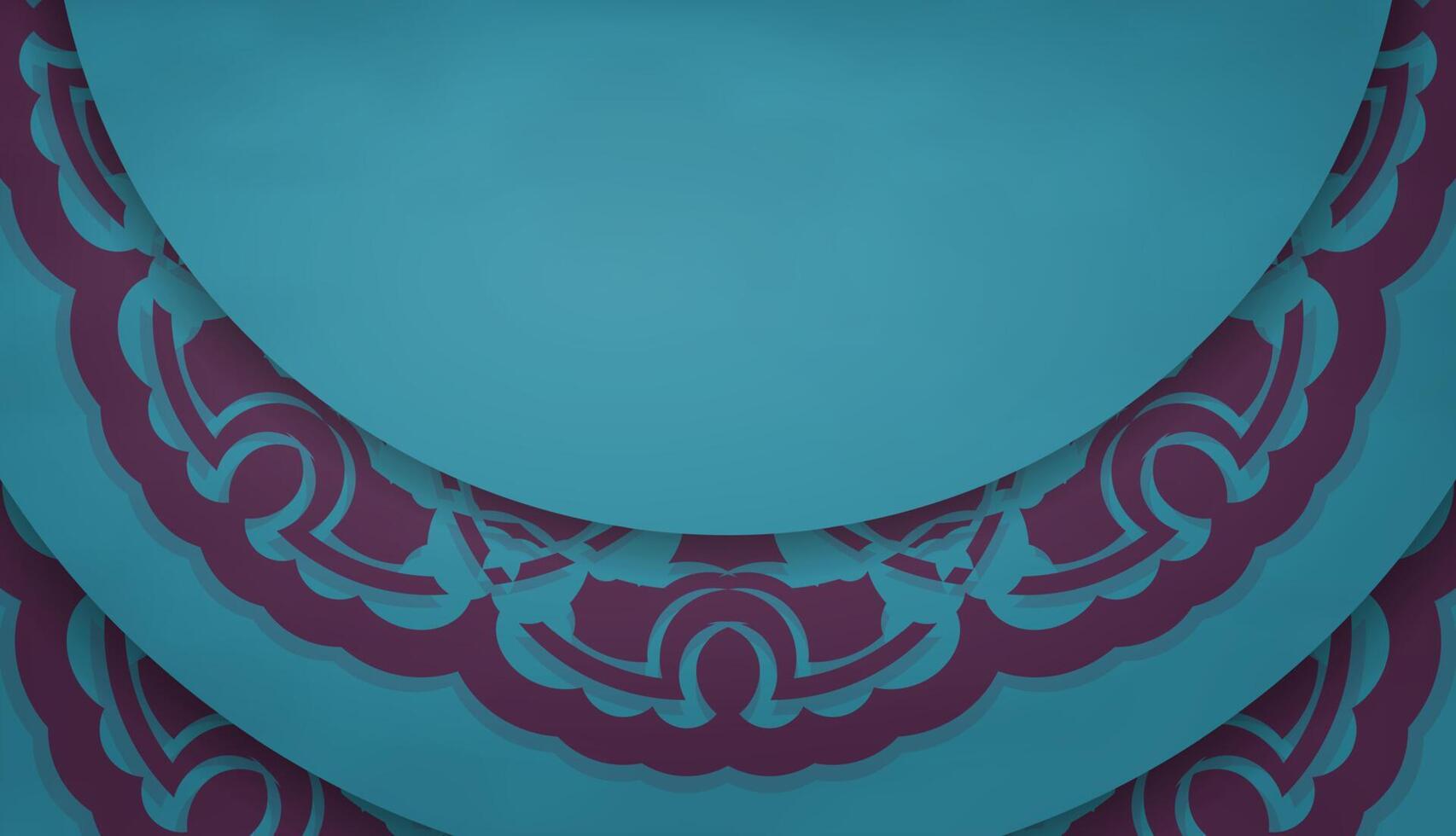 Baner of turquoise color with indian purple ornament for design under your text vector