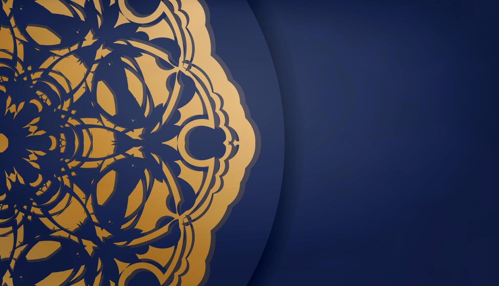 Dark blue banner with indian gold ornaments for design under logo or text vector