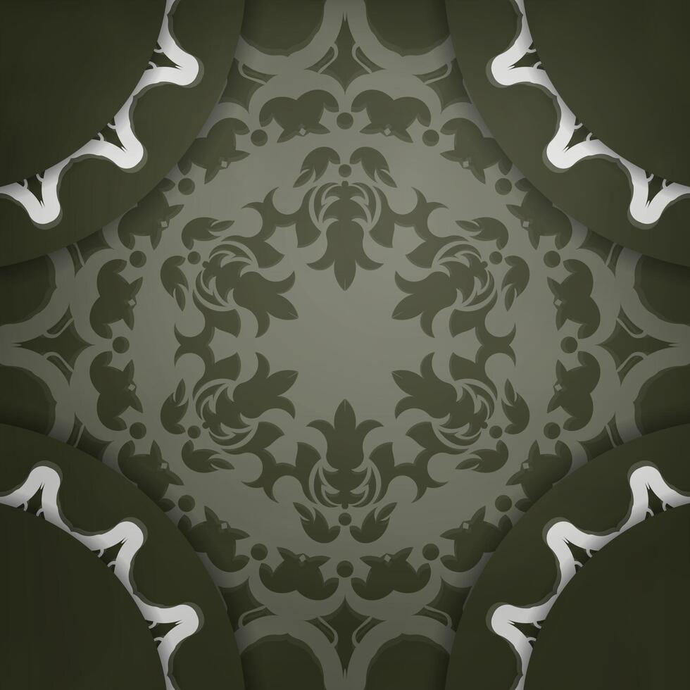 Dark green postcard with vintage white pattern prepared for typography. vector