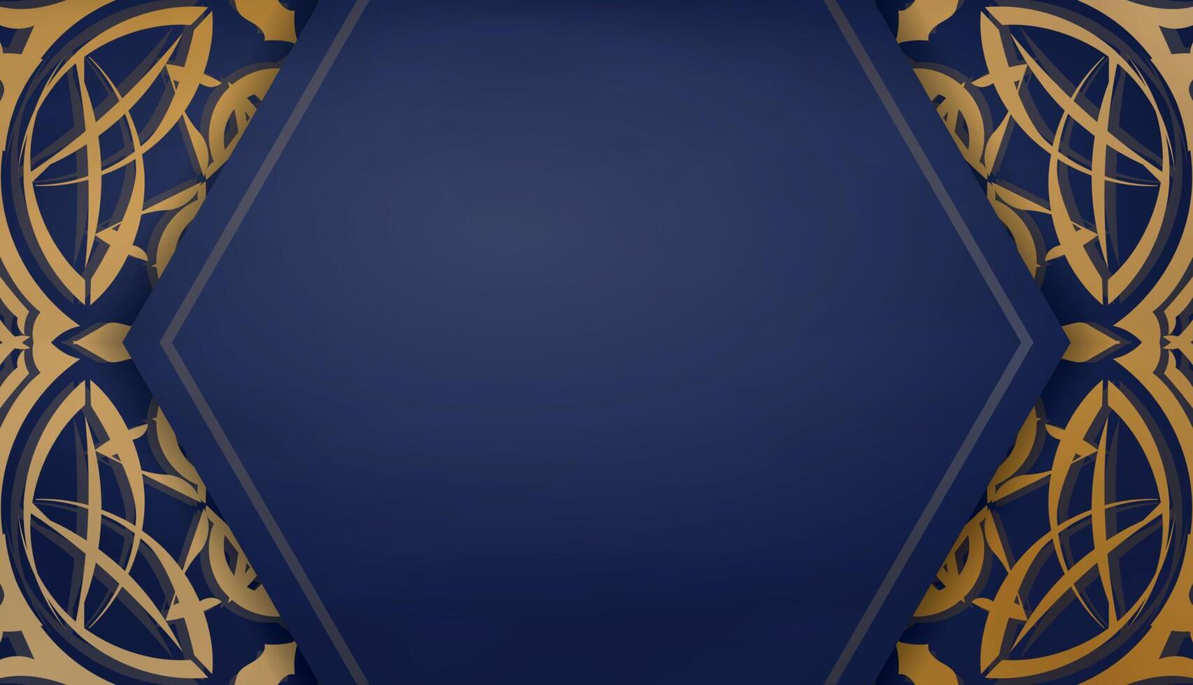 Dark blue banner with luxurious gold pattern and place under your text vector