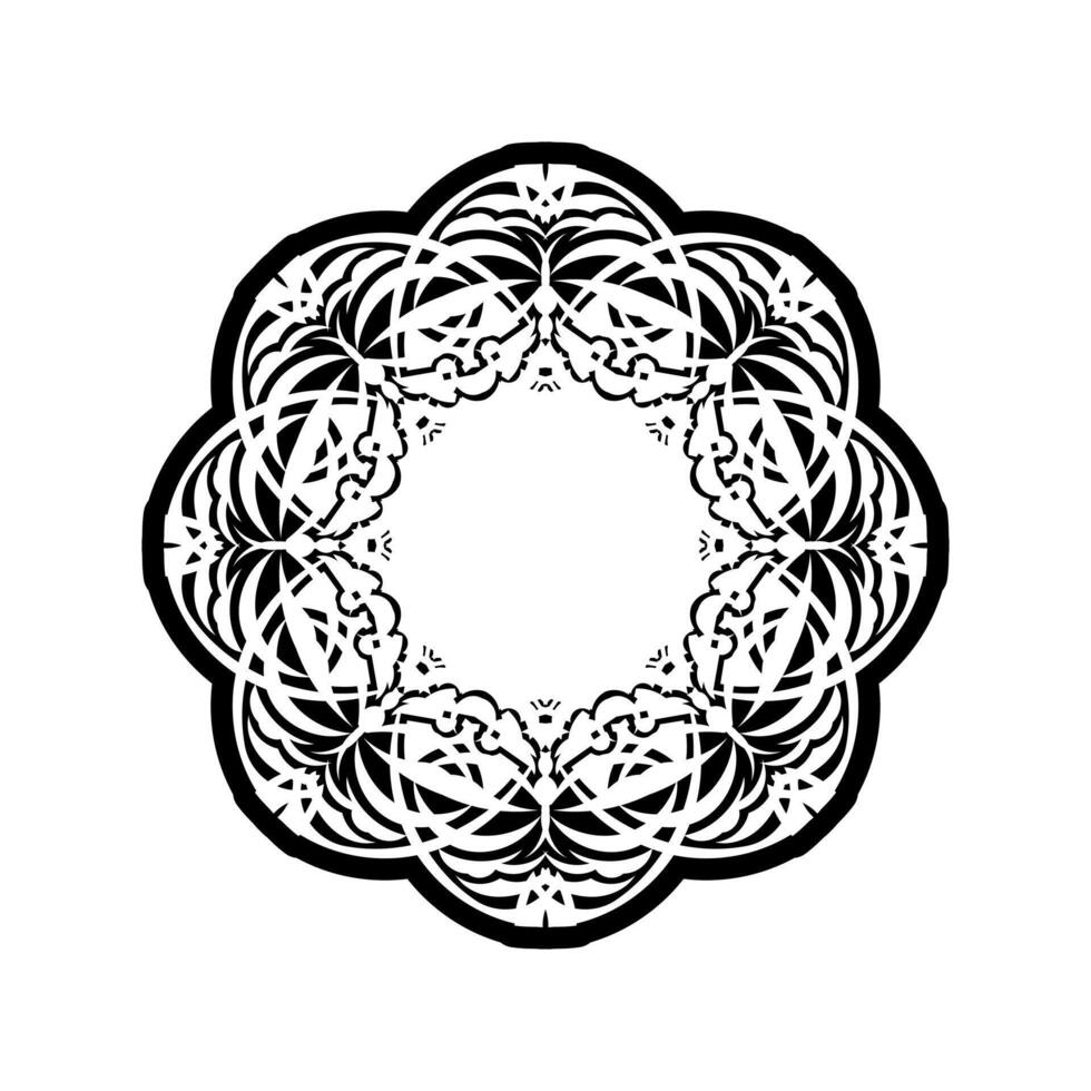 Black and white mandala vector isolated on white. Vector hand drawn circular decorative element.