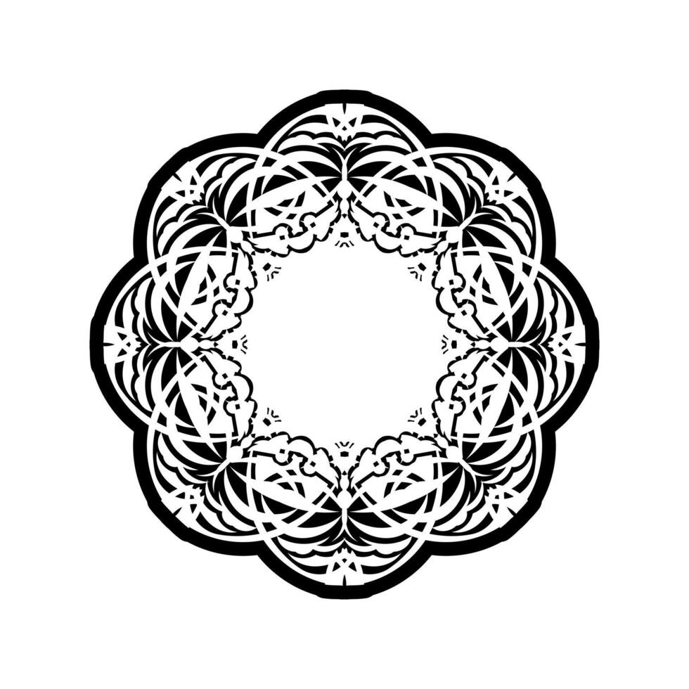 vector mandala blanco y negro aislado en blanco. elemento decorativo circular dibujado a mano vectorial.