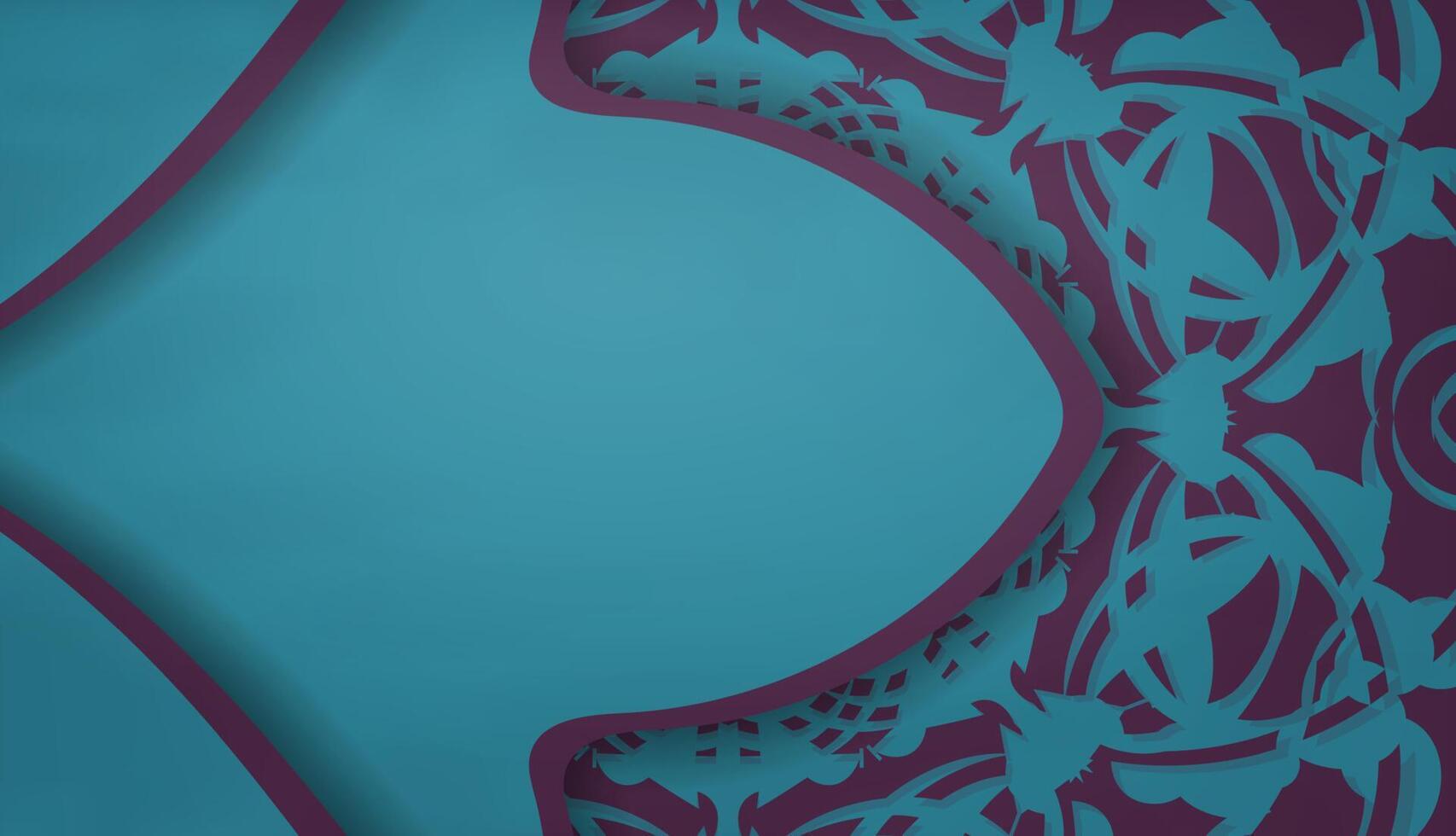 Turquoise banner with Indian purple ornaments and place for text vector