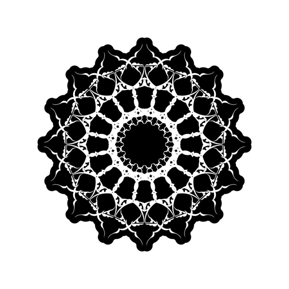 Black and white mandala isolated on white. hand drawn circular decorative element. vector