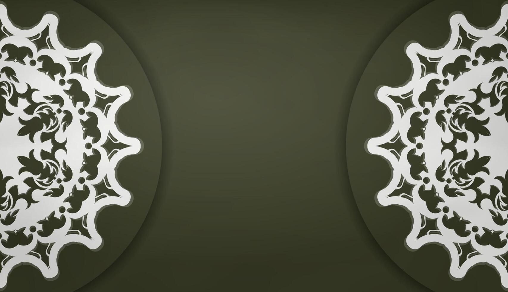 Dark green banner with vintage white ornament for design under your text vector