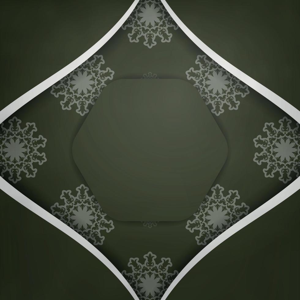 Dark green card with Indian white pattern for your brand. vector