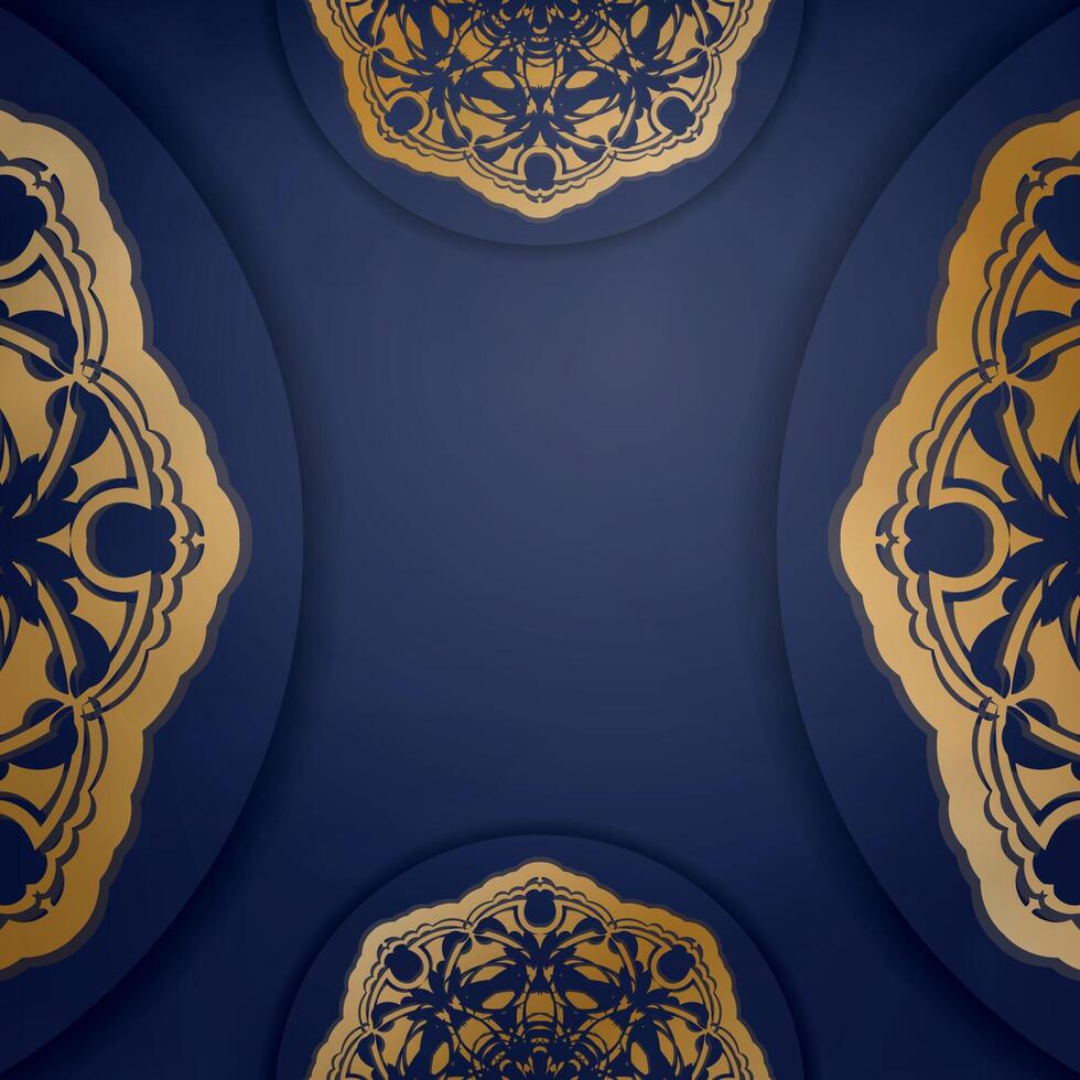 Visiting business card in dark blue color with luxurious gold ornaments for your brand. vector