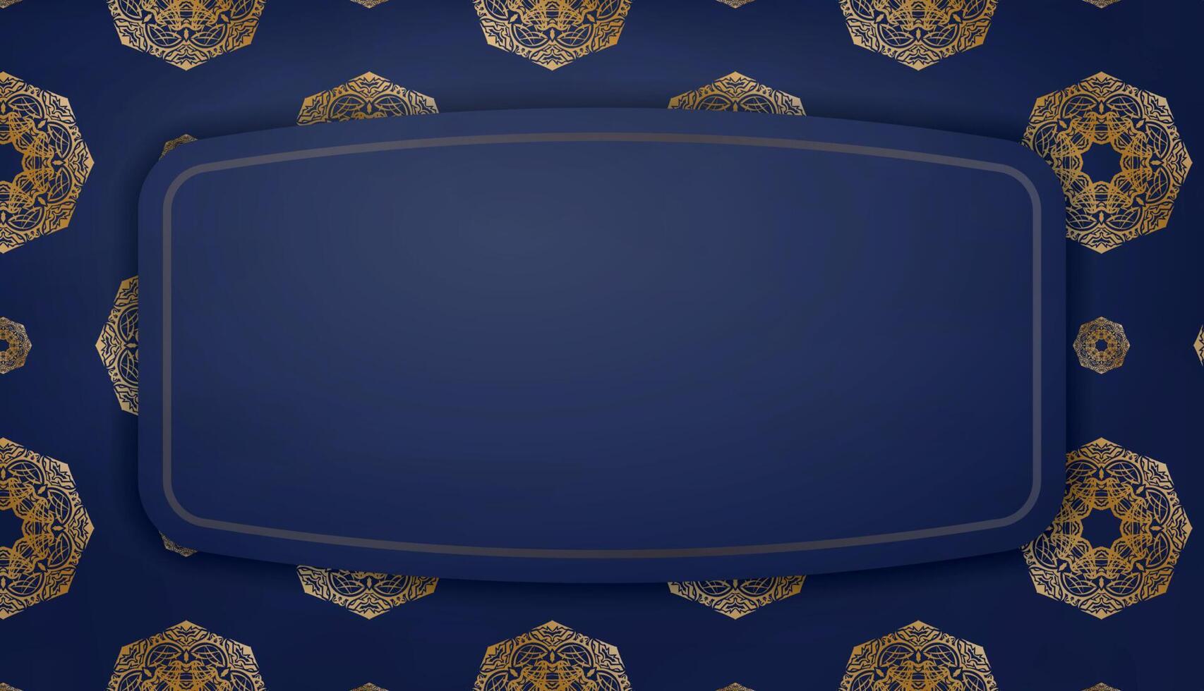 Dark blue background with vintage gold pattern for design under your text vector