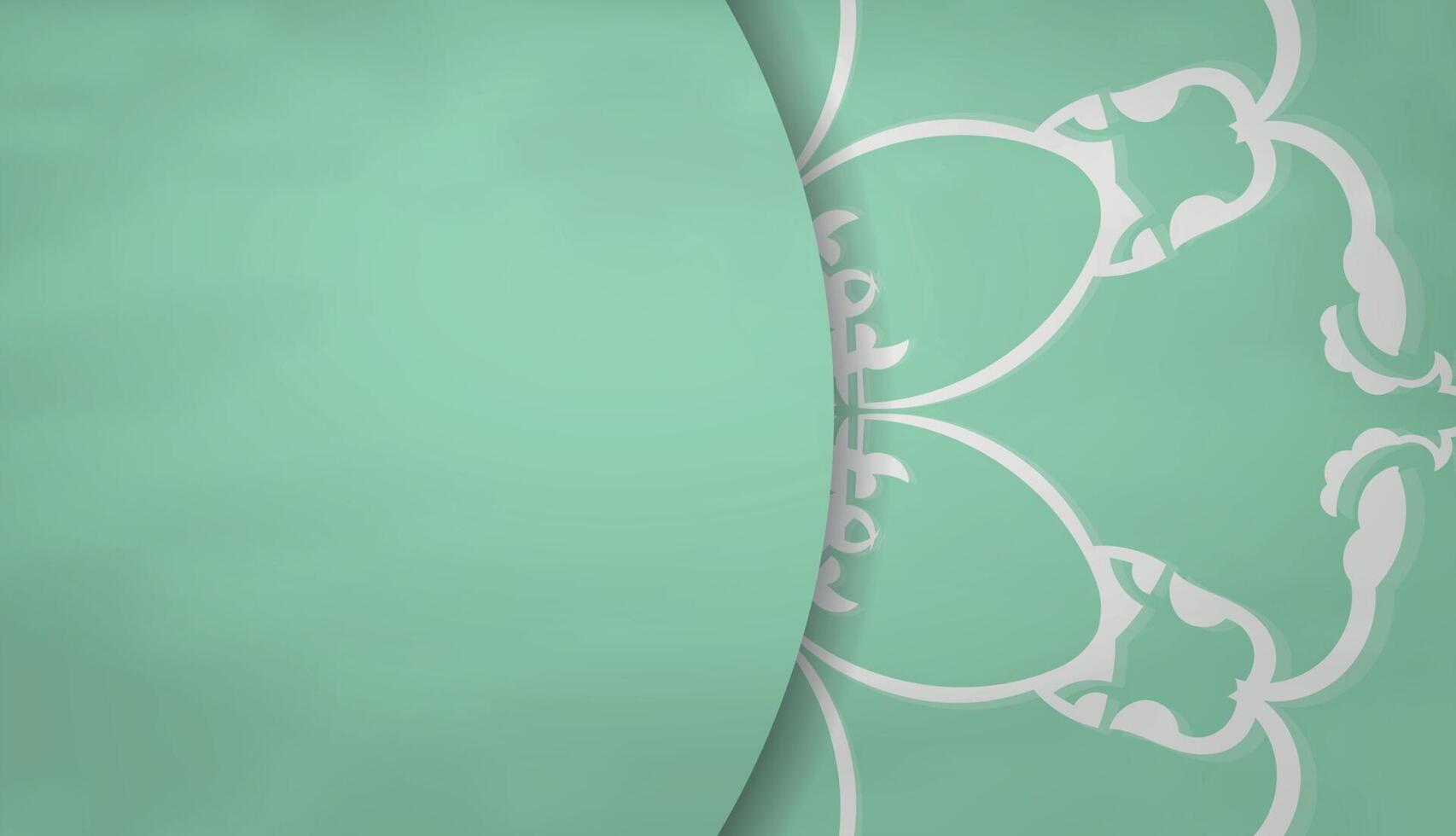 Baner of mint color with mandala white ornament and place for your text vector