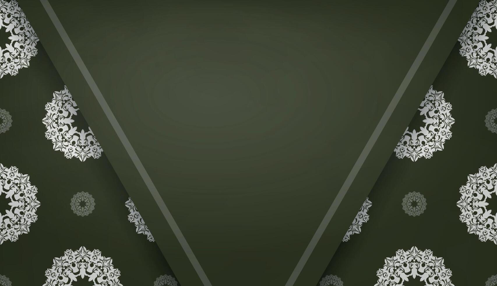 Dark green banner with vintage white ornament for design under logo or text vector