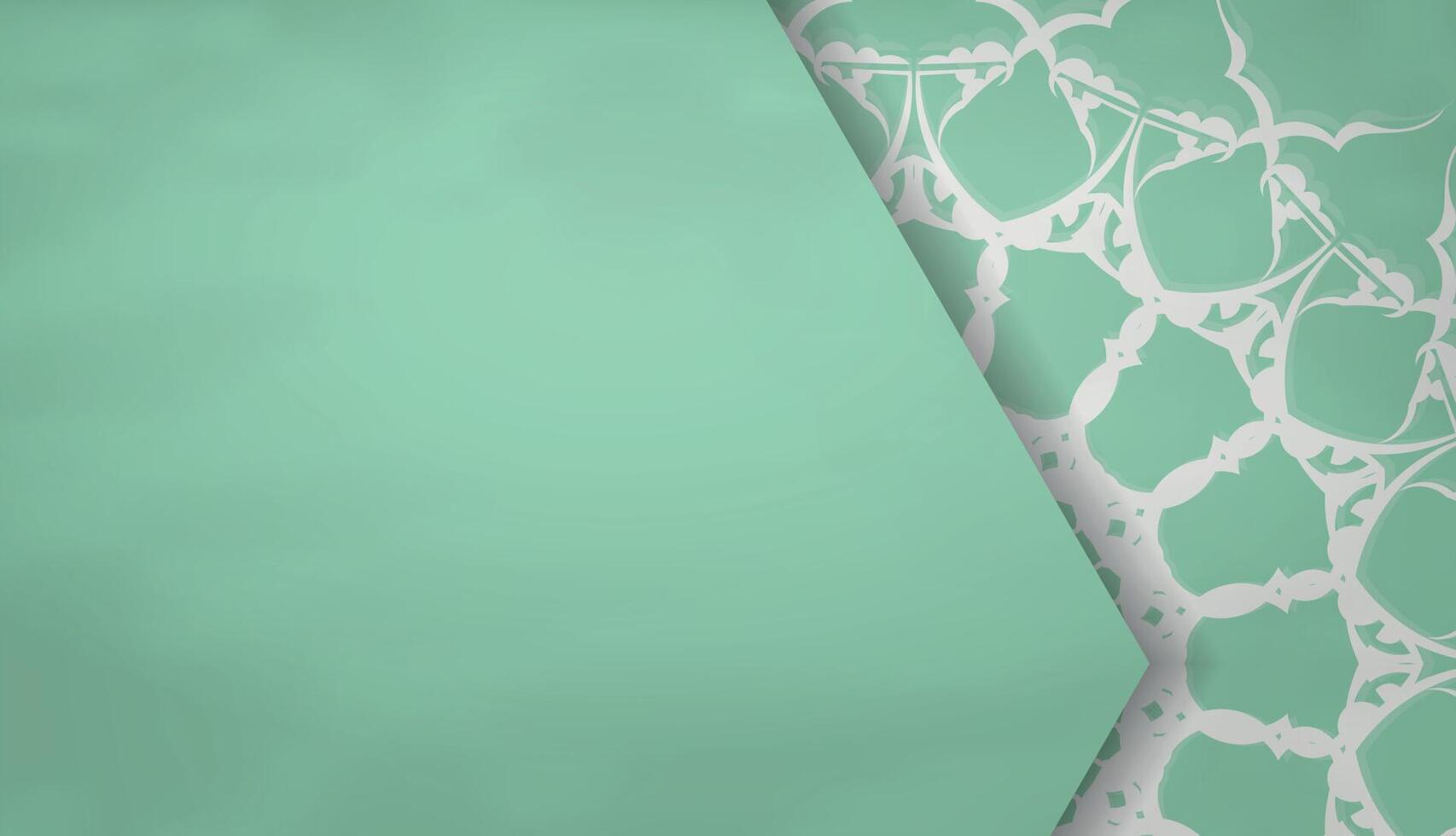 Baner of mint color with mandala white ornament for design under logo vector