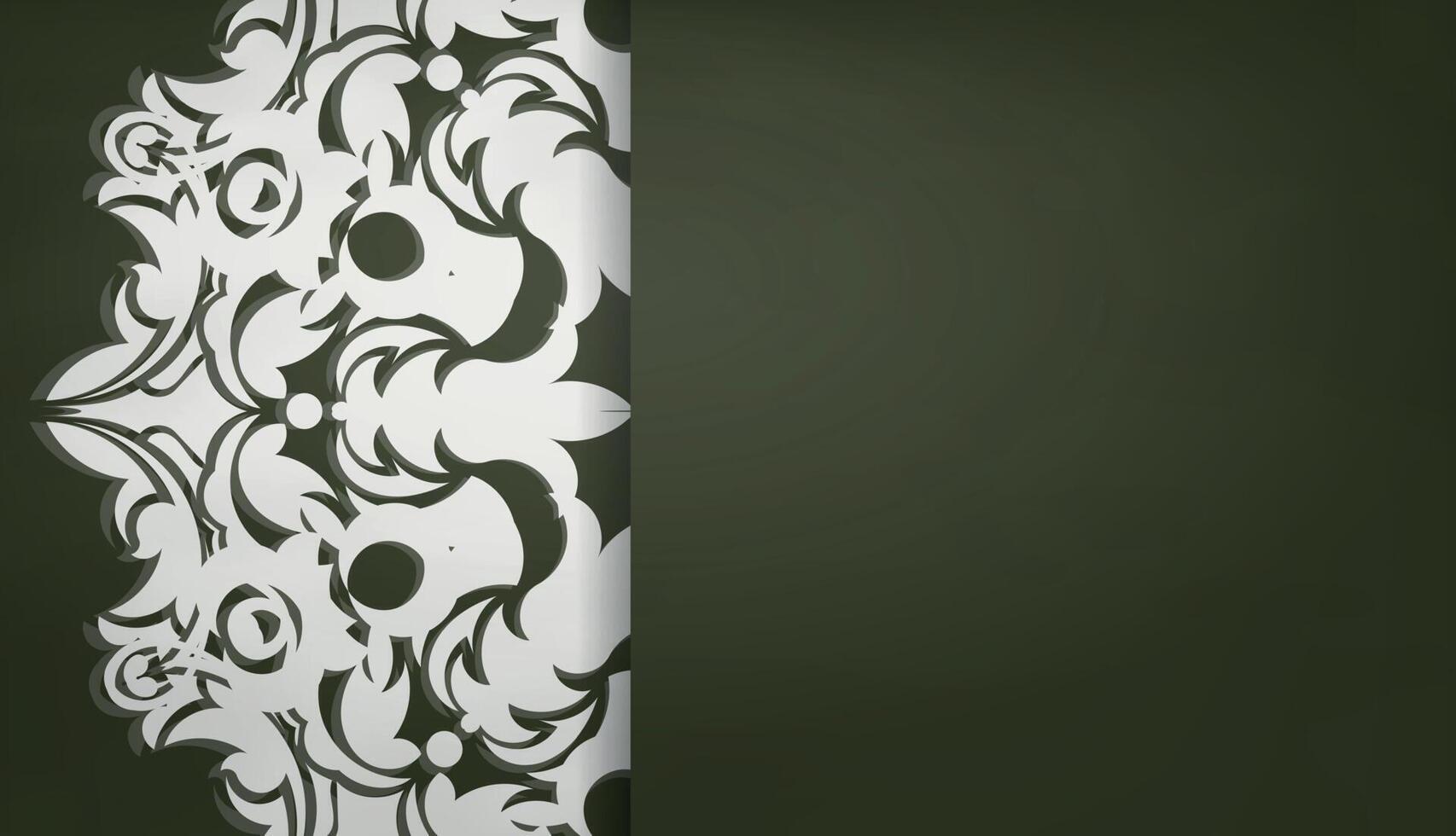 Dark green banner with Greek white ornaments and space for logo or text vector