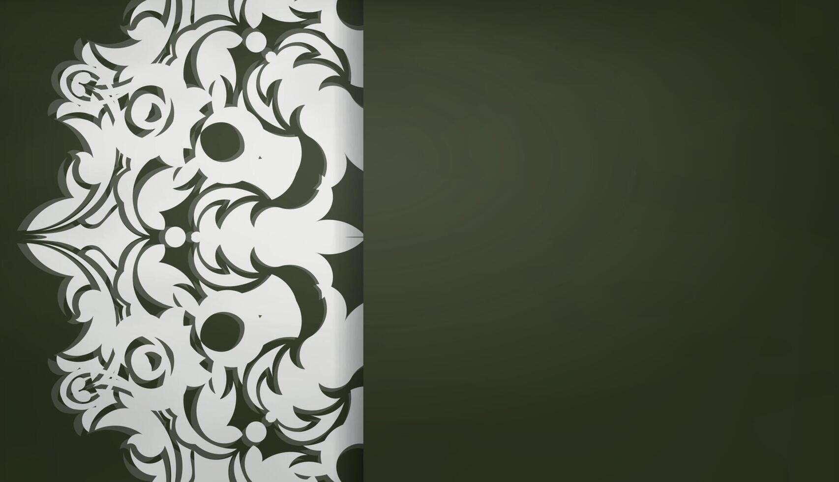 banner verde oscuro con adornos blancos griegos y espacio para logotipo o texto vector