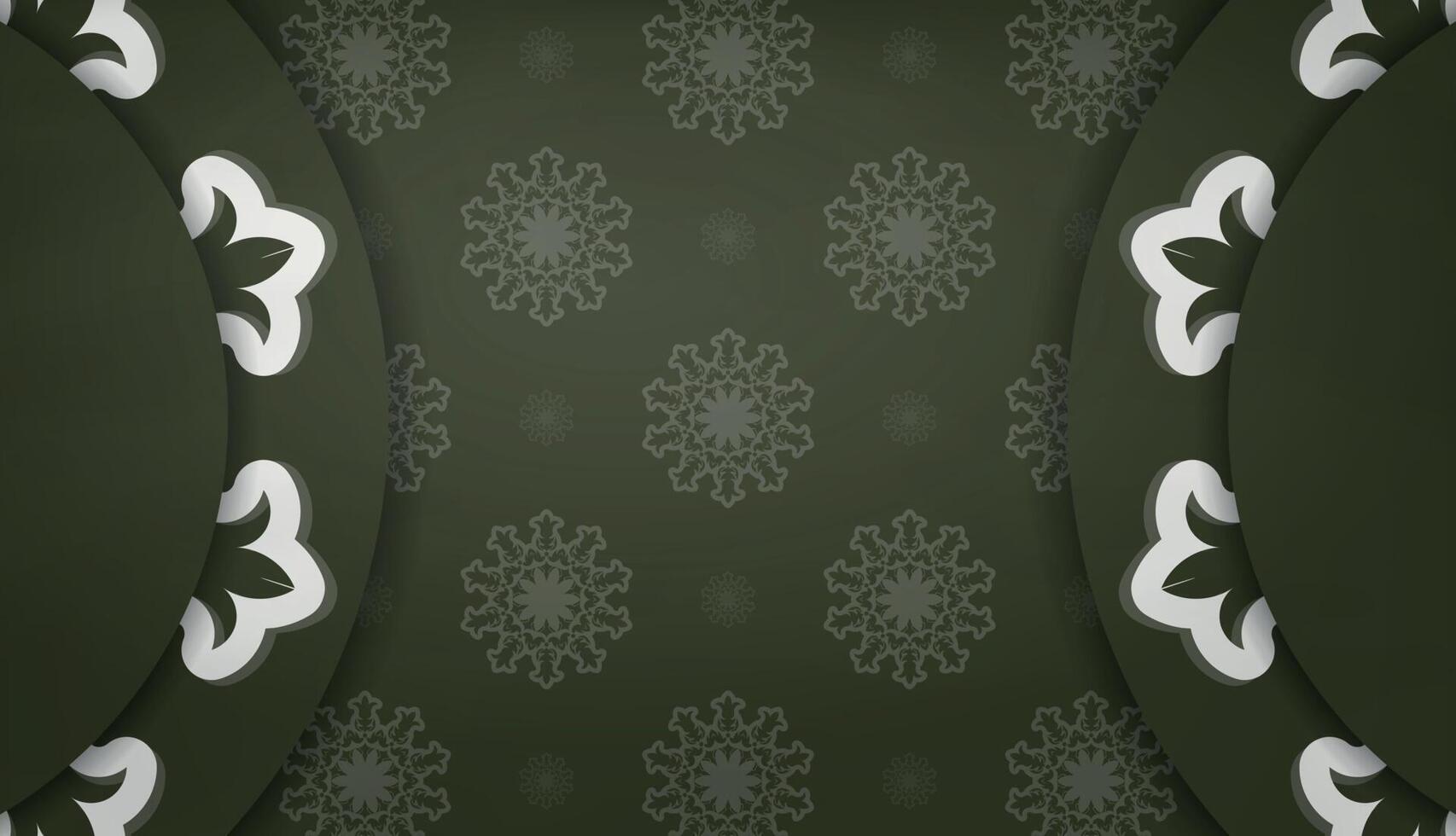 Dark green banner with luxurious white ornaments and a place for your logo vector