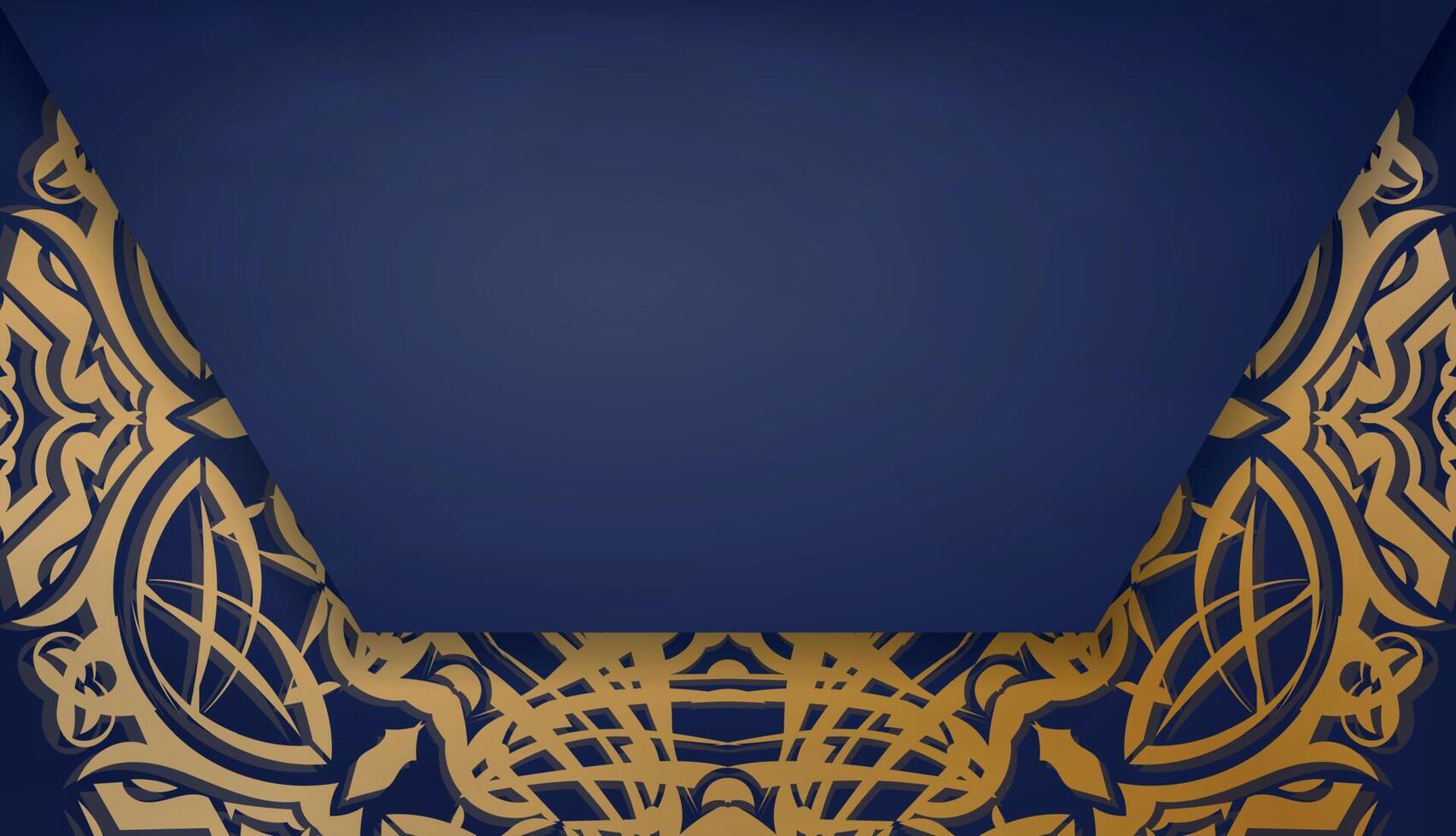Dark blue banner with abstract gold pattern and space for your logo or text vector