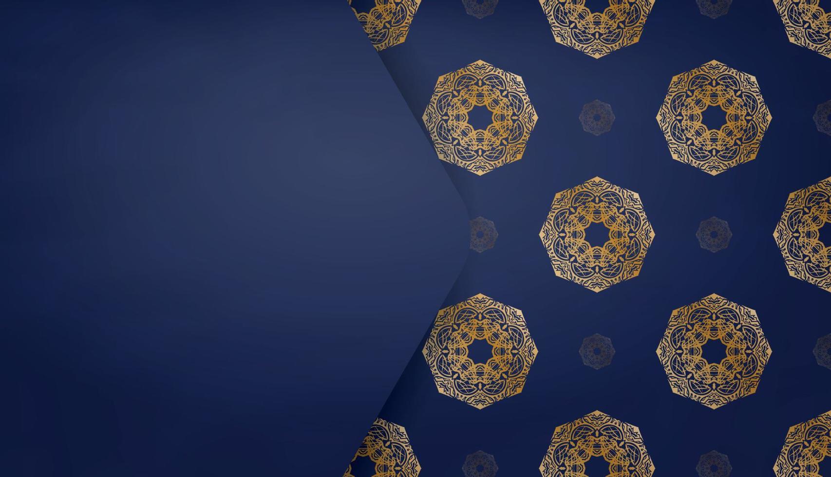Baner in dark blue with a mandala with a golden pattern and a place under your text vector