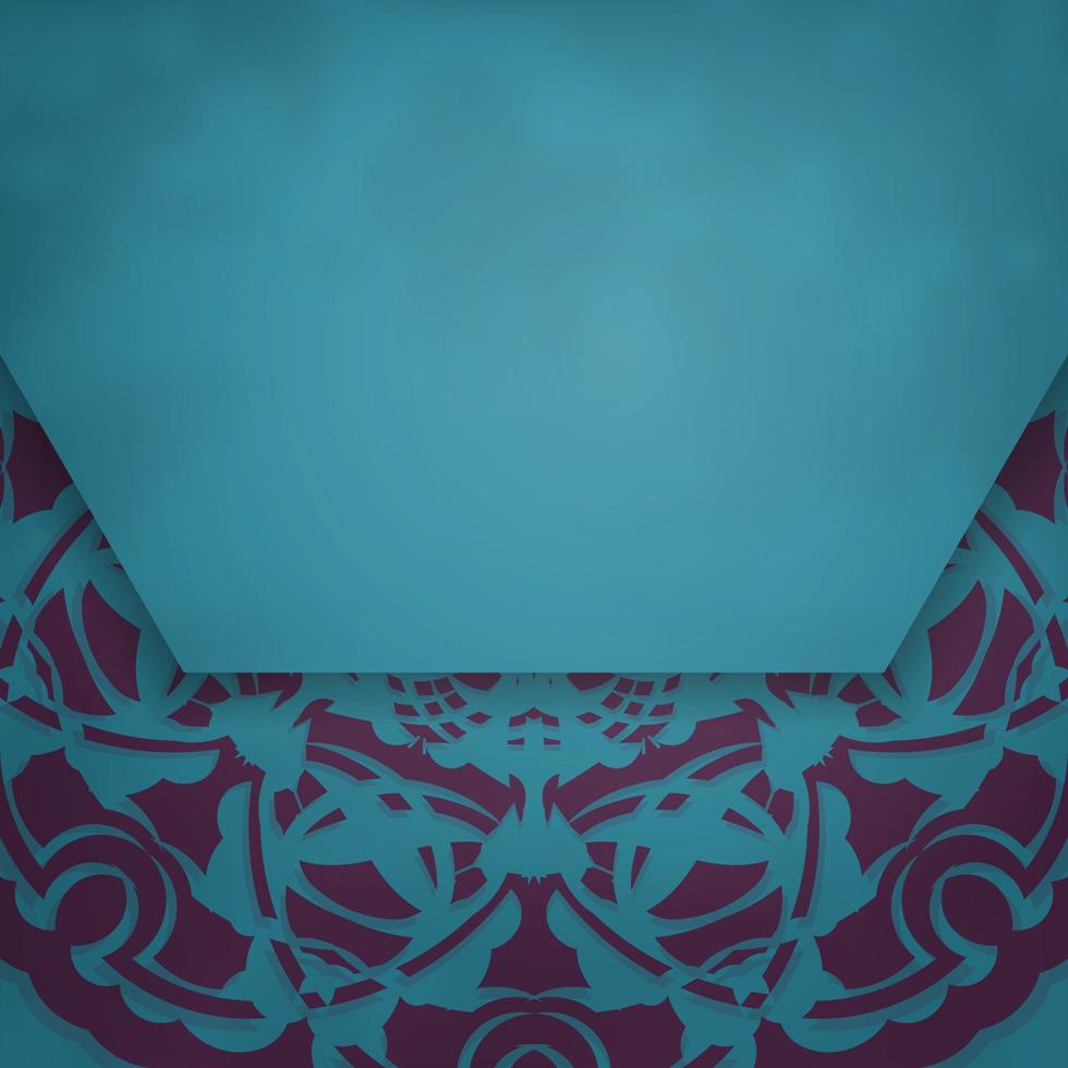 tarjeta turquesa con un patrón púrpura abstracto para su diseño. vector