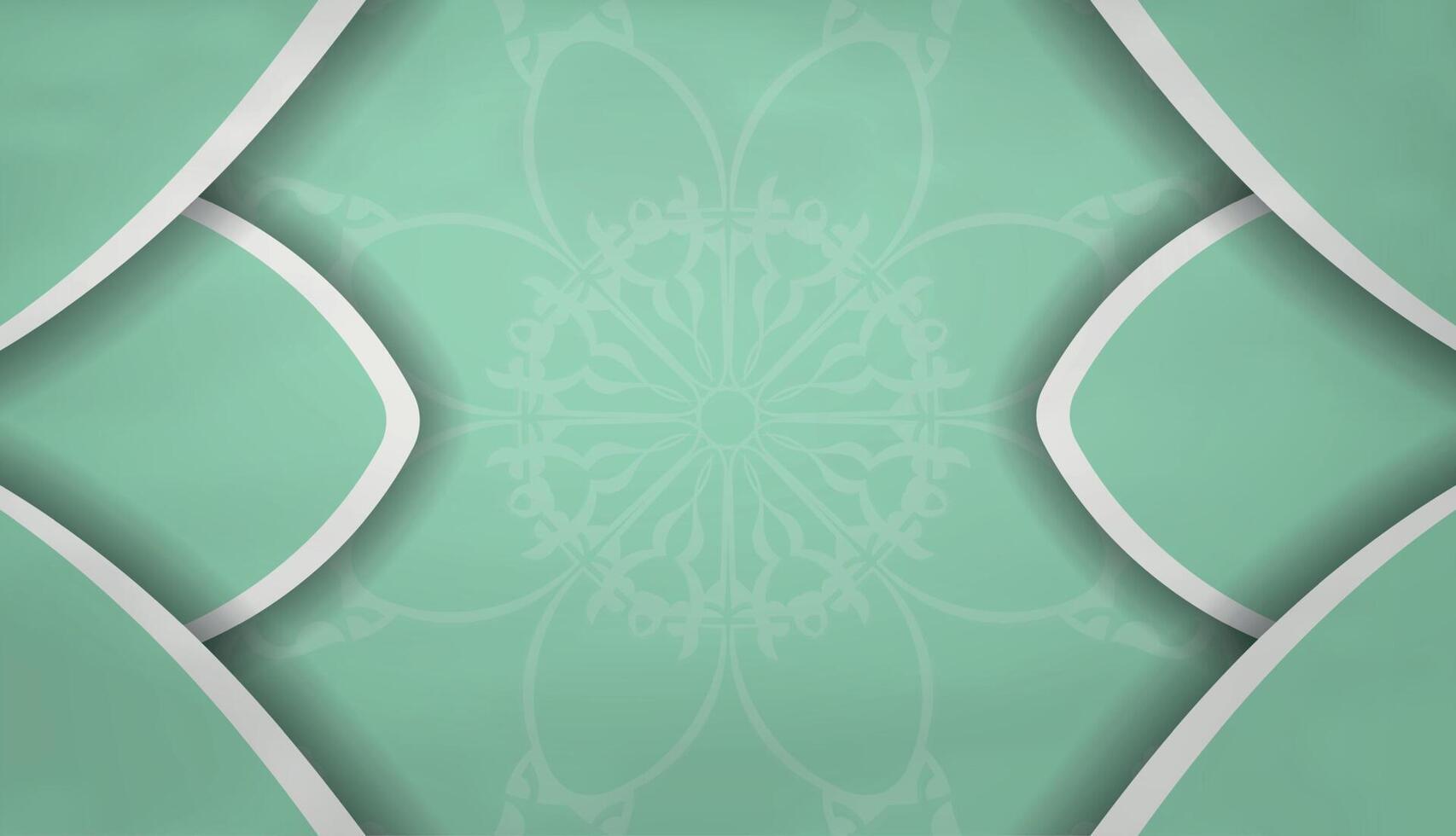 Mint colored banner with Greek white ornaments and text space vector
