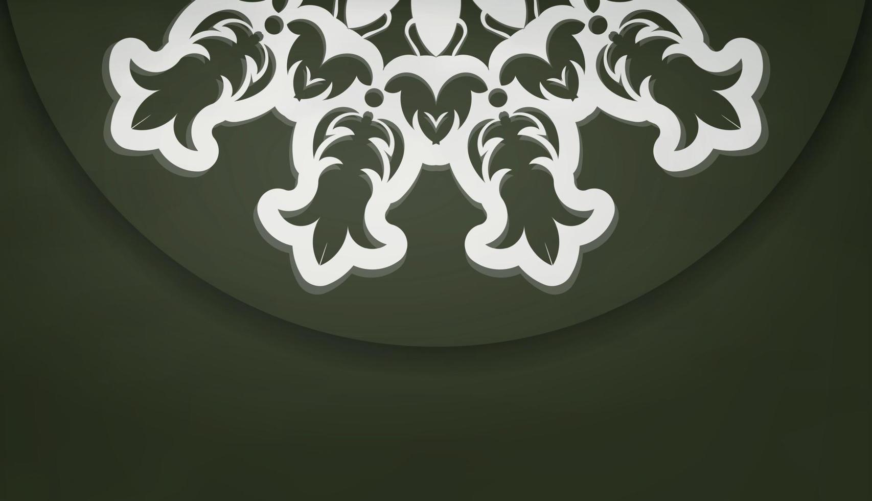 estandarte verde oscuro con un patrón blanco lujoso y un lugar para su logo vector