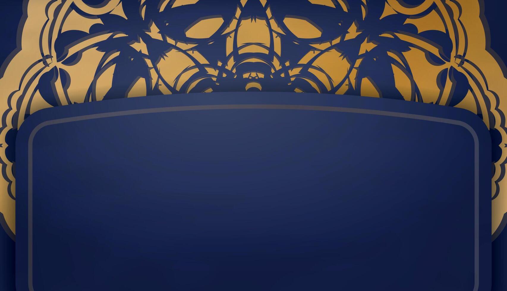 Dark blue banner with indian gold pattern for design under logo or text vector