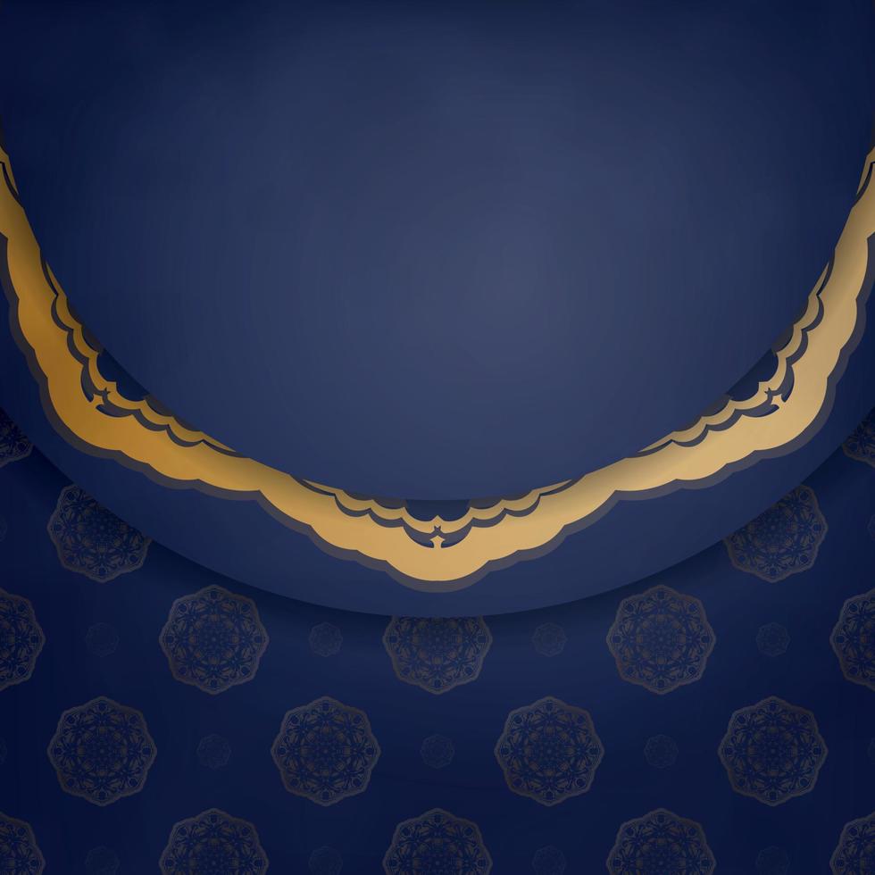 tarjeta de presentación en azul oscuro con adornos de oro indio para su marca. vector