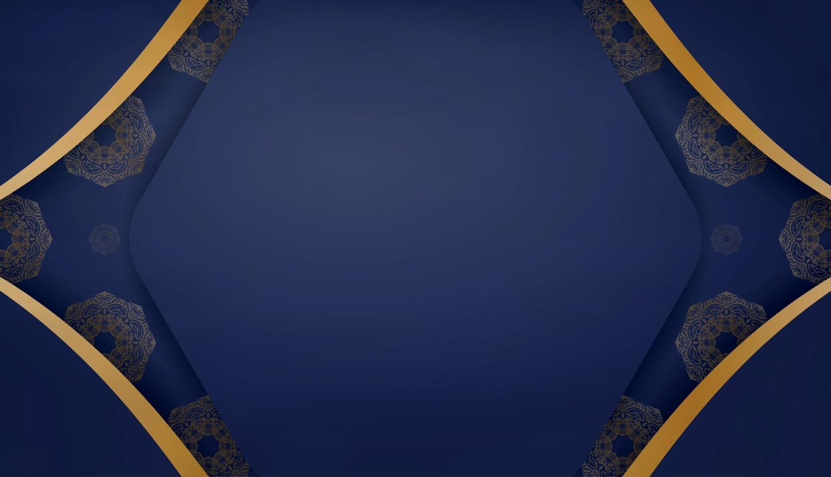 Dark blue background with vintage gold pattern and place under your text vector