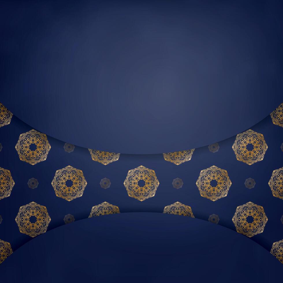 Dark blue business card with luxurious gold pattern for your business. vector