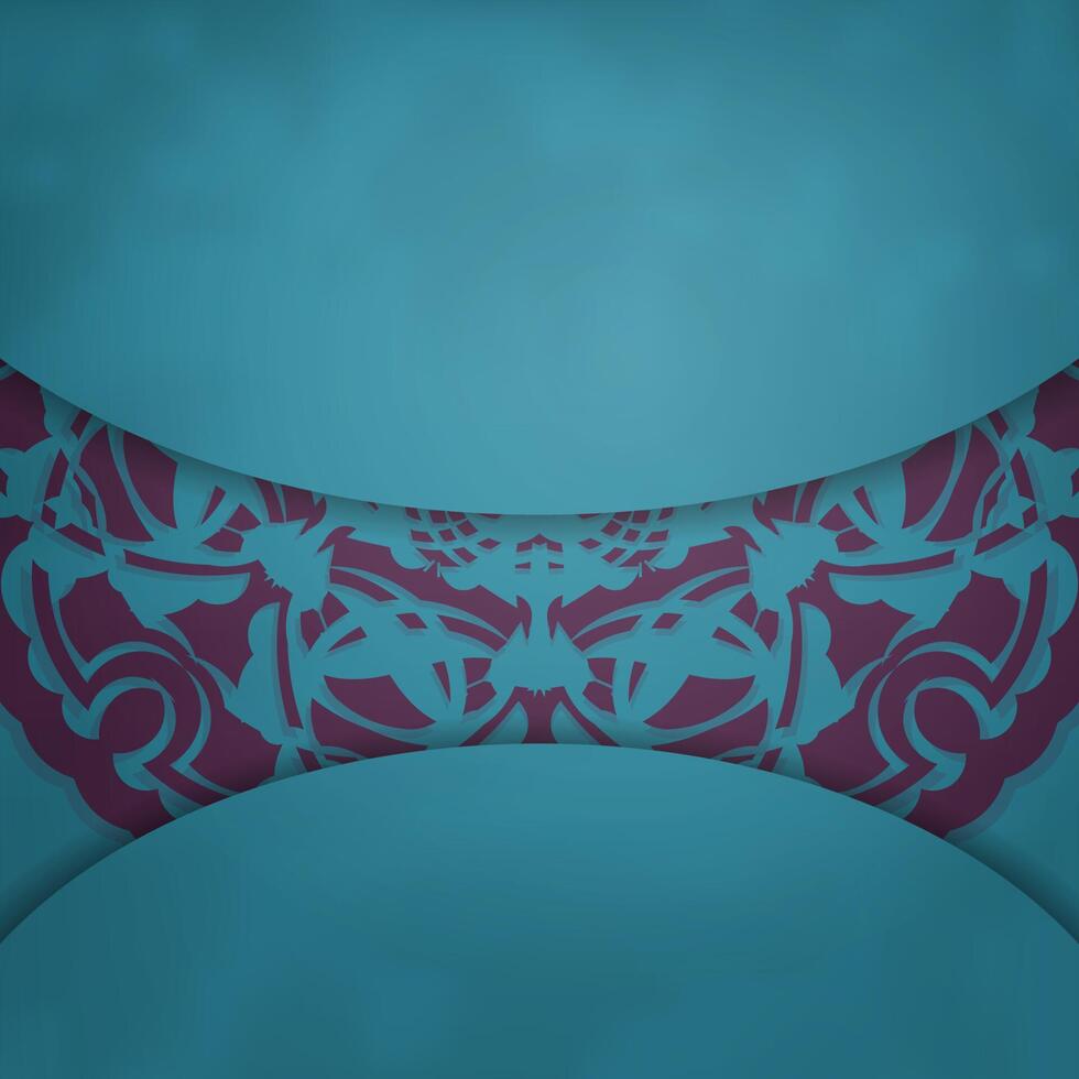 A turquoise postcard with a purple mandala is prepared for typography. vector