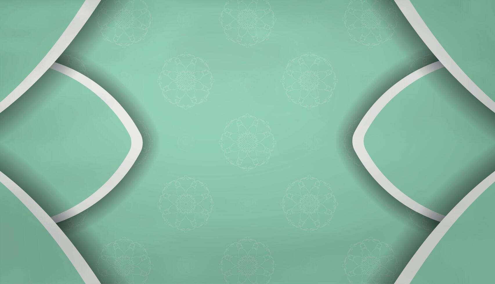 Baner in mint color with abstract white ornament and space for text vector