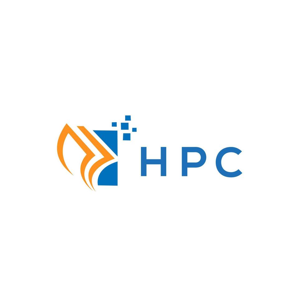 diseño de logotipo de contabilidad de reparación de crédito hpc sobre fondo blanco. concepto de logotipo de letra de gráfico de crecimiento de iniciales creativas de hpc. diseño del logotipo de finanzas empresariales hpc. vector