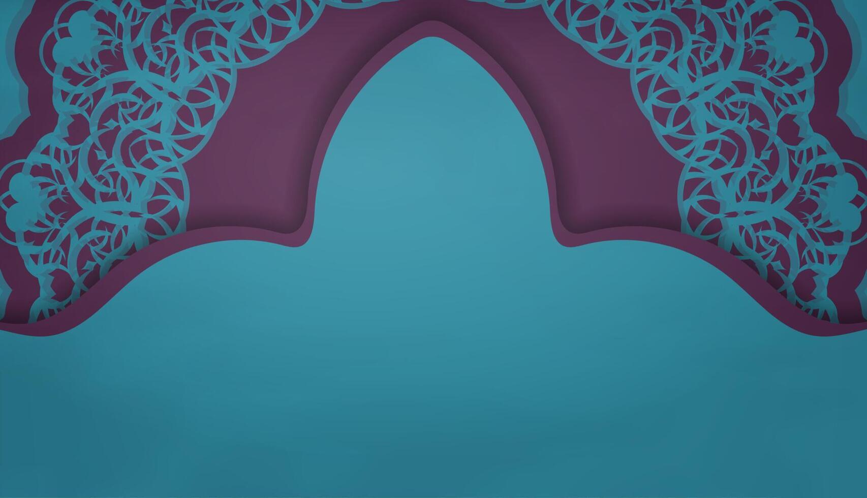 Green brochure with mandala purple ornament for your congratulations. vector