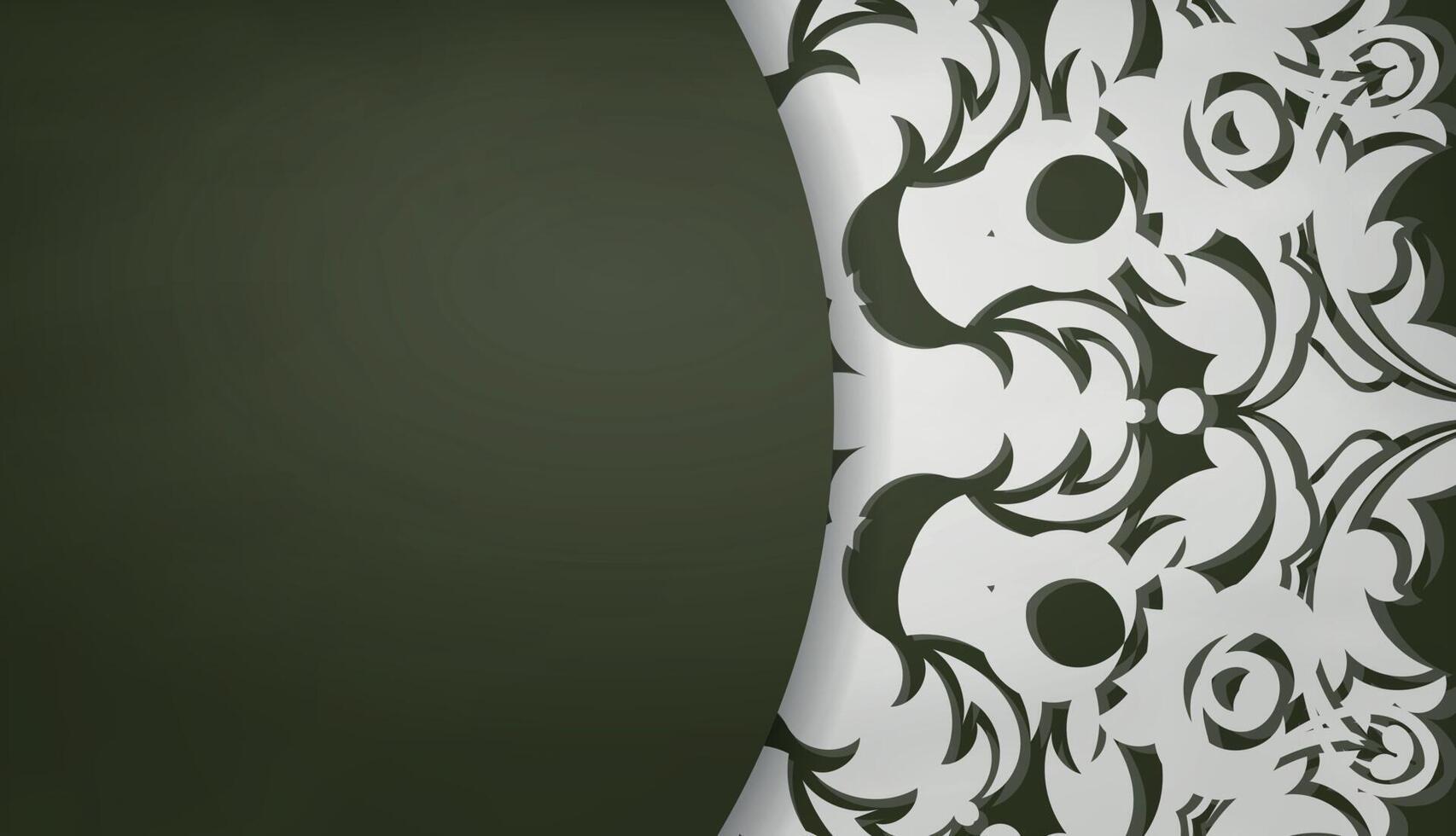 Dark green banner with luxurious white pattern for logo or text design vector