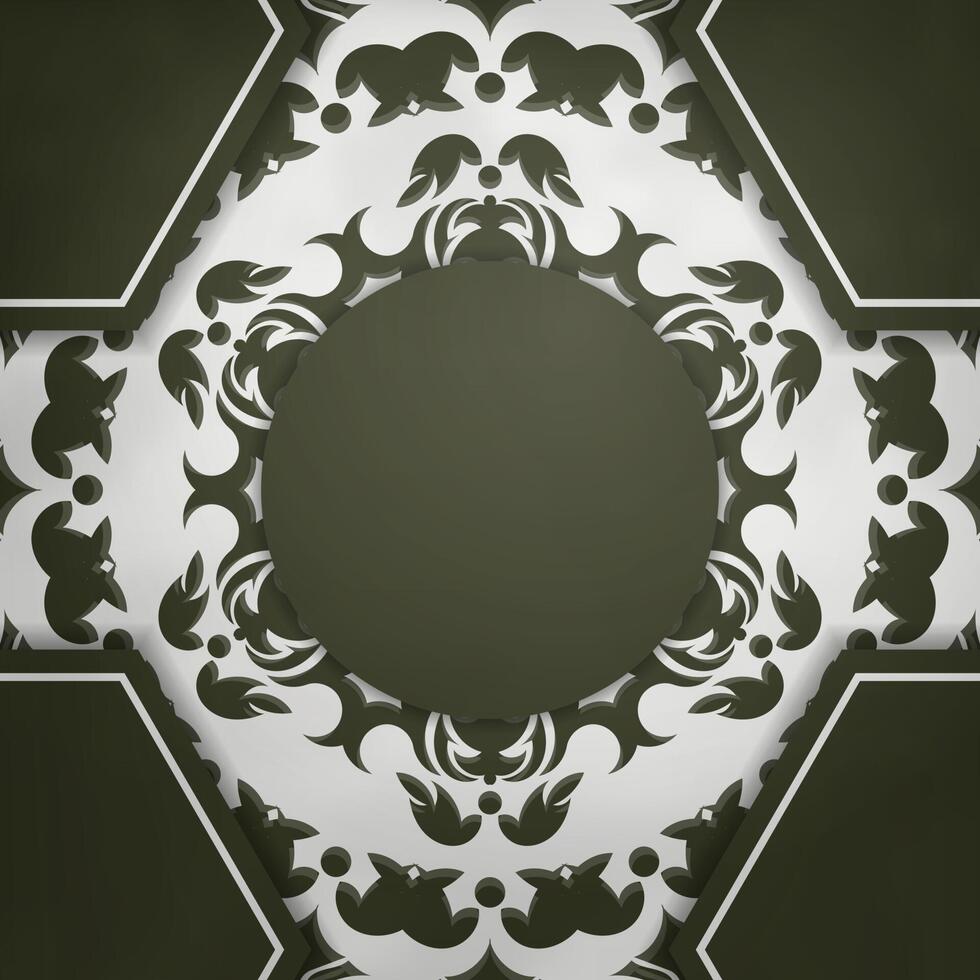 Dark green postcard with luxurious white ornaments prepared for typography. vector