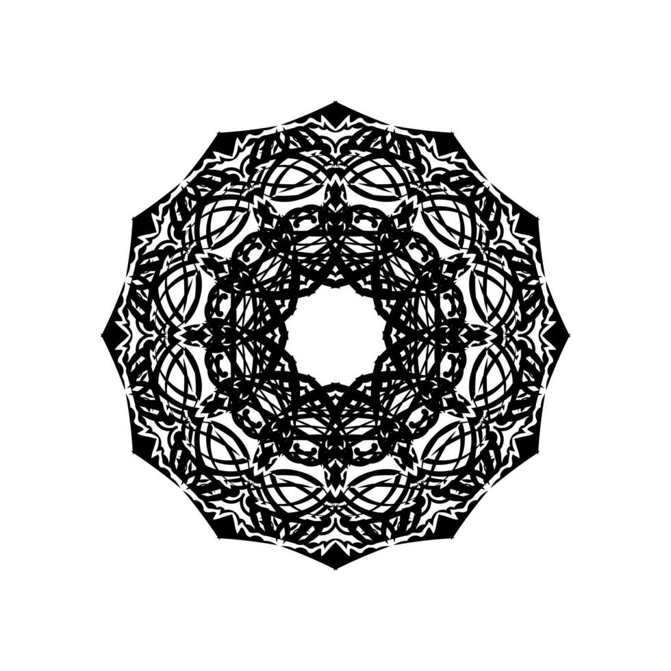 Black and white mandala vector isolated on white. Vector hand drawn circular decorative element.