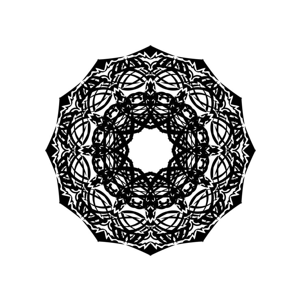 vector mandala blanco y negro aislado en blanco. elemento decorativo circular dibujado a mano vectorial.