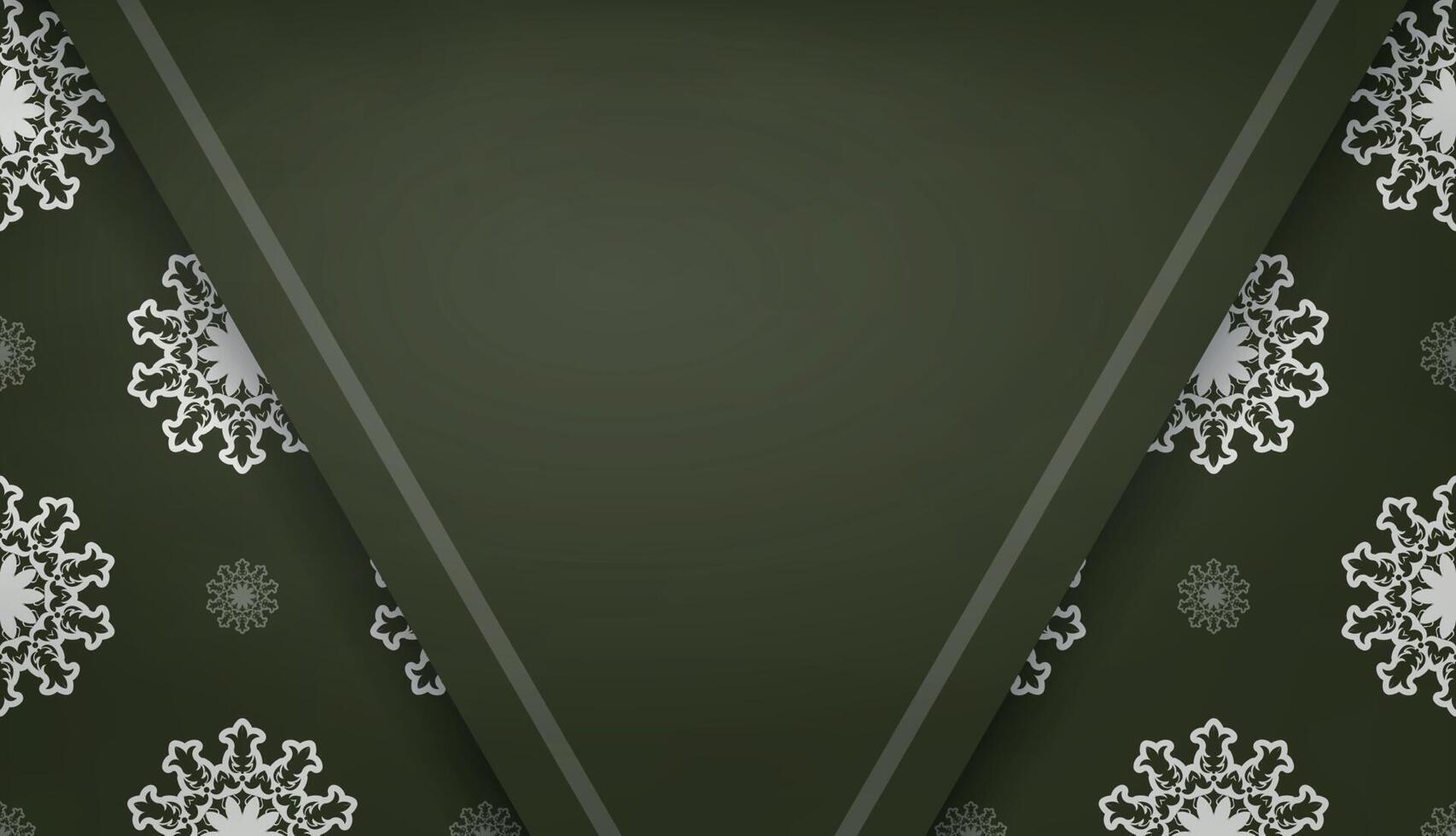 Dark green banner with luxurious white ornament for logo design vector