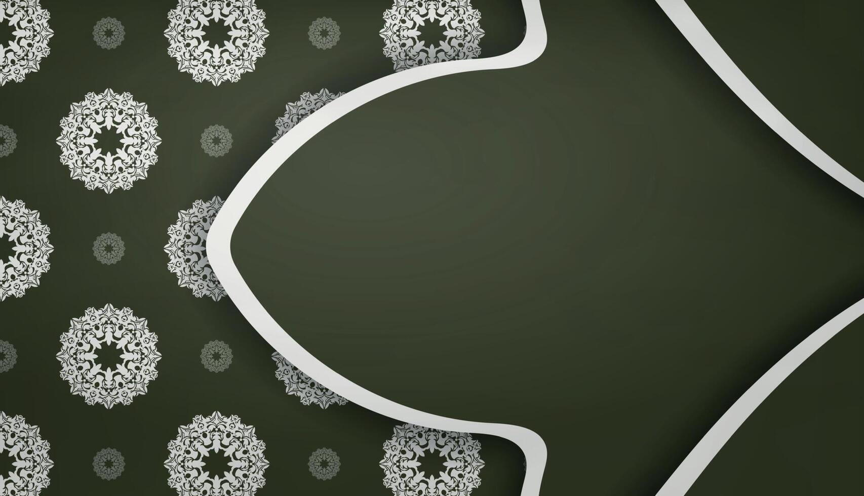 Dark green banner with greek white pattern for design under your logo or text vector