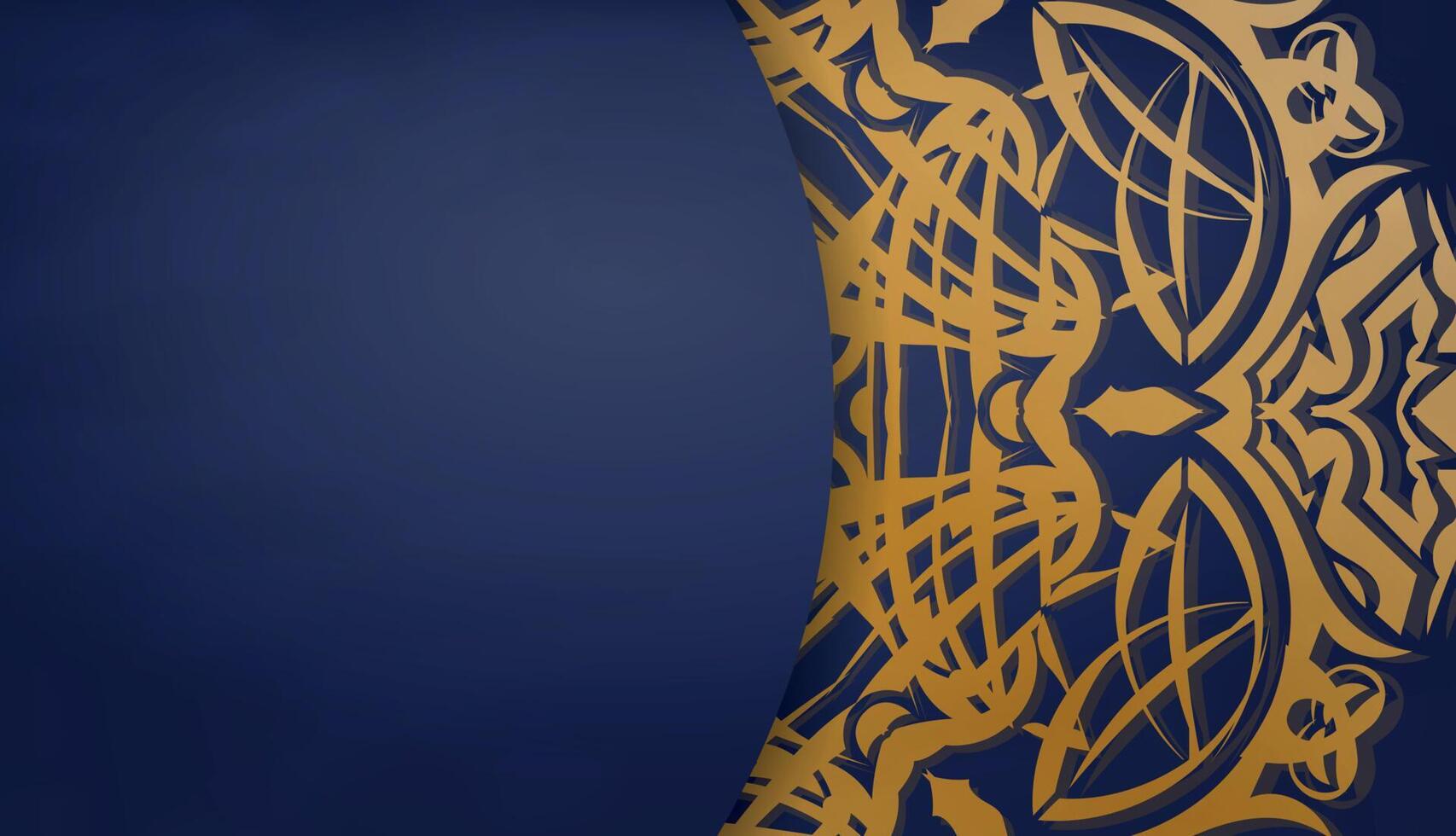 Dark blue banner with antique gold pattern and space for your logo or text vector