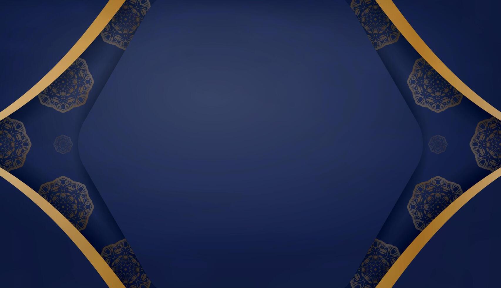 Dark blue banner with abstract gold ornament and space for your logo or text vector