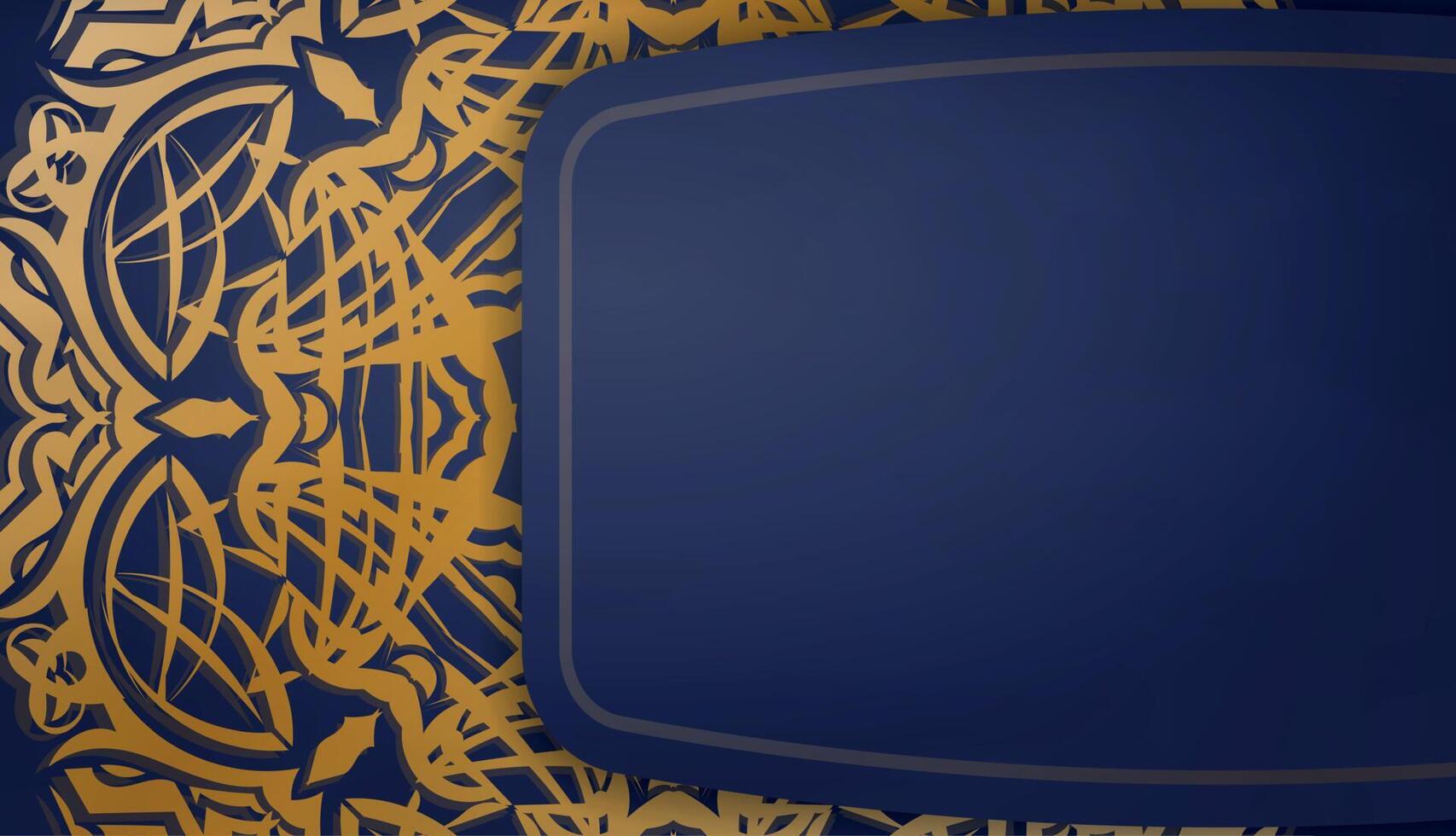 Dark blue background with vintage gold pattern for design under your text vector