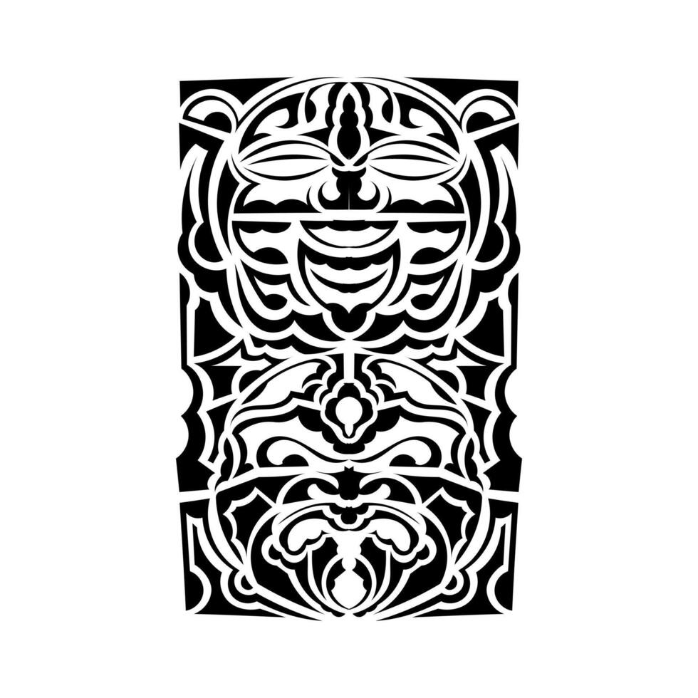 Tiki mask. Maori or polynesia pattern. Good for prints and tattoos. Isolated. Vector