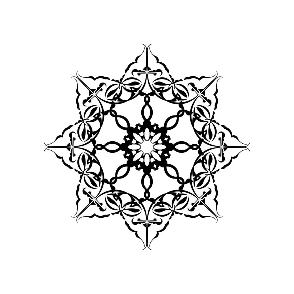 vector mandala blanco y negro aislado en blanco. elemento decorativo circular dibujado a mano vectorial.