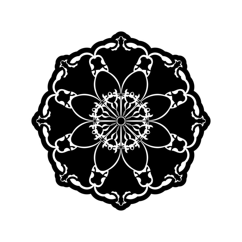 Black and white mandala isolated on white. hand drawn circular decorative element. vector